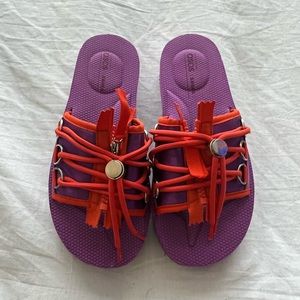 ASOS design suicoke style purple orange slide sandal UK 6